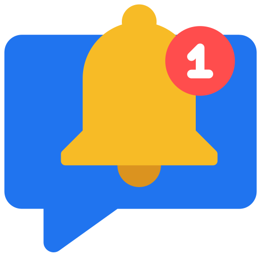 a bell sticker image with a number 1 on the top right corner indicating number of notification